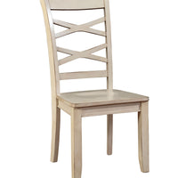 Wooden Side Chair With Tapered Leg, Beige, Pack Of Two
