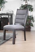 Wooden And Fabric Upholstered Side Chair, Gray, Pack Of Two