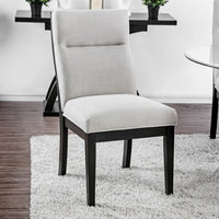 Wooden Side Chair With Fabric Upholstered, Black And Gray, Pack Of Two