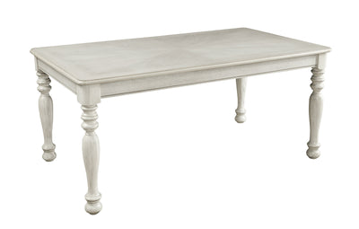 Wooden Dining Table With Turned Legs, White,