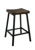 Wooden Counter Height Stool With Metal Angled Legs, Black And Brown, Pack Of Two