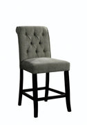 Wooden Fabric Upholstered Counter Height Chair, Gray And Black, Pack Of Two