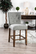 Fabric Upholstered Counter Height Chair, Gray And Brown, Pack Of Two