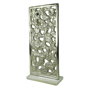 Rectangular Shaped Aluminum Sculpture With Marble Base, Silver