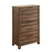 Minimalistic Designed 5 Drawer Chest, Rustic Natural Brown