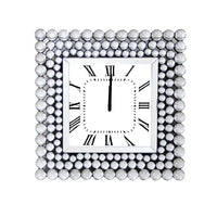 Mirrored Wall Clock In Square Shape, White