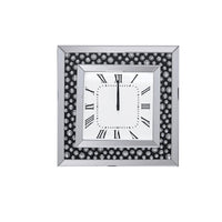 Beveled Mirror Frame Textured Analog Wall Clock, Black & White