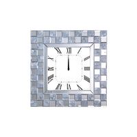 Mirror Accented Wooden Analog Wall Clock In Square Shape, White