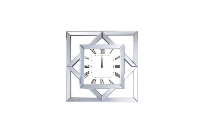 Square Shape Mirror Framed Wooden Analog Wall Clock, White