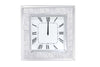 Mirror Framed Wooden Analog Wall Clock With Crystal Accents, White