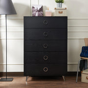 Five Drawers Wooden Chest In Style, Black