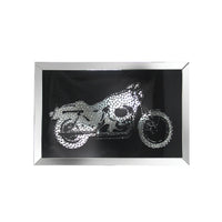 Mirror framed Bike Wall Decor With Crystal Inlays, Black & Silver