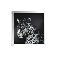 Mirror framed Leopard Wall Decor With Crystal Inlays, Black & Silver
