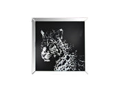 Mirror framed Leopard Wall Decor With Crystal Inlays, Black & Silver