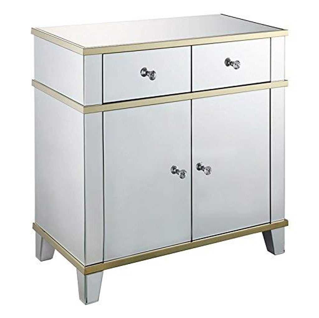 Wooden Console Table With Two Drawers And One Cabinet, Silver