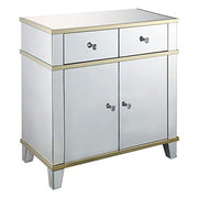 Wooden Console Table With Two Drawers And One Cabinet, Silver