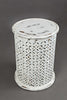 Wooden Intricate Filigree Cutout Pattern Drum Table, White