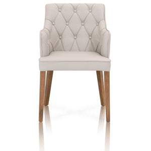 upholstered Dining Chair With Impressive Stitching And Button Tufting Details