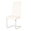 White Faux Leather Upholstery Dining Chair With Chrome Base, Set Of Two