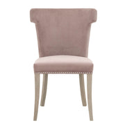 Velvet Upholstery Dining Chair With Brushed Silver Nails, Dusty Rose