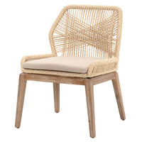 Rope Weave Design Dining Chair With One Loose Cushion, Multi, Set Of Two