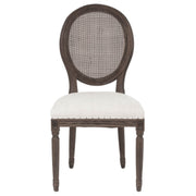 Linen Upholstery Dining Chair In Rustic Java And Bisque Finish, Set Of Two