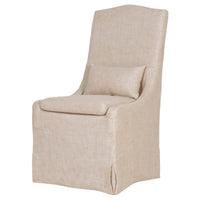 Wooden Dining Chair With Removable Cover And Lumbar Pillow, Beige, Set Of Two