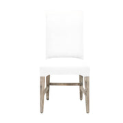 Wooden Upholstered Armless Dining Chair With Flared Back Feet, White, Set of Two