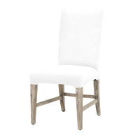 Wooden Upholstered Armless Dining Chair With Flared Back Feet, White, Set of Two