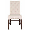 Button Tufted Back Rest Dining Chair With Upholstery In Beige Finish, Set Of Two