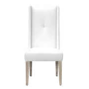 High Back Wooden Dining Chair with Slanted Back Feet, White, Set Of Two