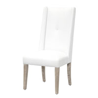 High Back Wooden Dining Chair with Slanted Back Feet, White, Set Of Two