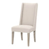Acacia Wood Linen Upholstered Dining Chair, Gray, Set Of Two