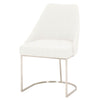 Velvet upholstered Dining Chair With Steel Feet, Silver And White, Set Of Two