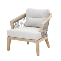 Wood And Fabric Club Chair With Loose Back Cushion, Gray