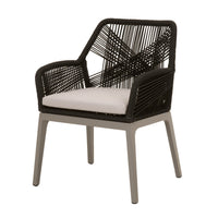 Rope Weave Design Outdoor Dining Chair With One Loose Cushion, Multi, Set Of Two