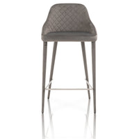 Velvet Upholstery Counter Stool With Hairpin Design Legs, Gray, Set Of Two