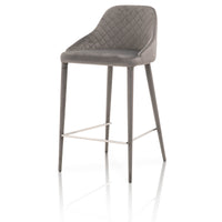 Velvet Upholstery Counter Stool With Hairpin Design Legs, Gray, Set Of Two