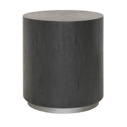 Wood And Metal Round End Table, Carbon Black