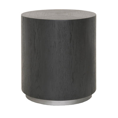 Wood And Metal Round End Table, Carbon Black