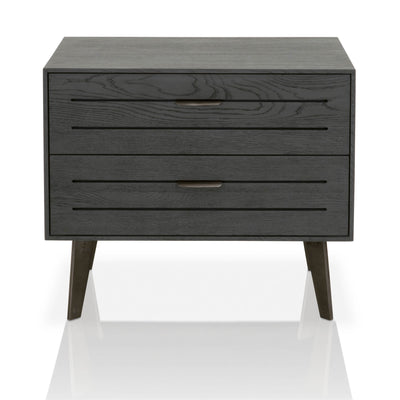 Two Drawer Wooden Nightstand With Splayed Legs, Gray and Brown