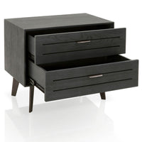 Two Drawer Wooden Nightstand With Splayed Legs, Gray and Brown