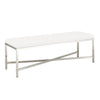 Upholstered Bench With Brushed Stainless Steel Base, White