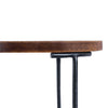 Round Iron Base Bar Stool With Acacia Wood Seat, Brown and Black