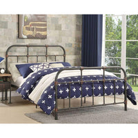 Industrial Pipe Detailed Metal Full Size Bed, Sandy Gray