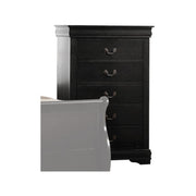 Traditional Style Wooden Chest with Five Drawers, Black