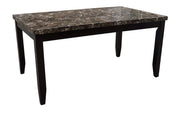 Contemporary Wooden Dining Table with Faux Marble Top, Brown