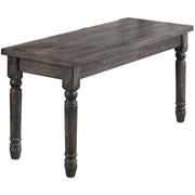 Transitional Style Wood Bench with Turned Legs, Gray