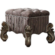 Traditional Style Wood and Poly Resin Vanity Stool, Gray