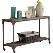 Industrial Style Metal and Wood Rectangular Sofa Table, Oak Brown